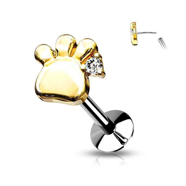 A & ONE Arany Színű Tappancs Formájú 316L Orvosi Acél Labret Piercing