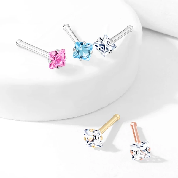 A & ONE Kék Színű Orvosi Acél Orr Piercing Szett Színes Kövekkel