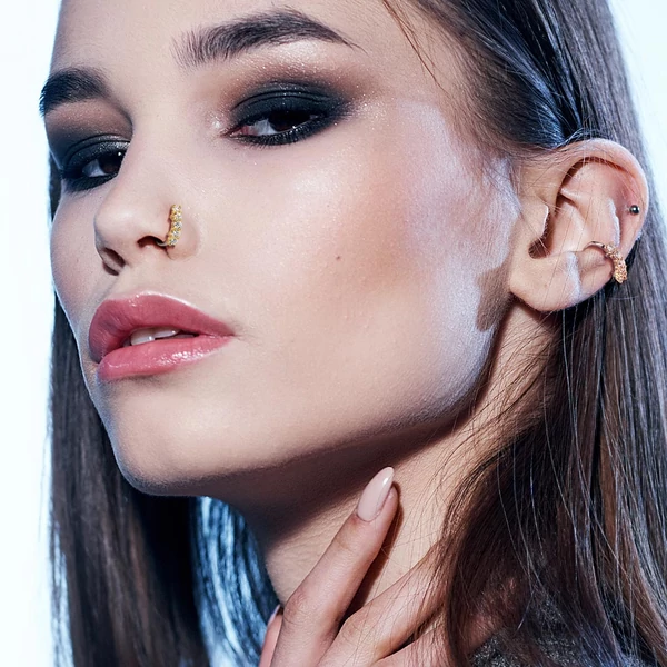 A & ONE Ezüst-Arany Színű 316L Orvosi Acél Mintás Karika Piercing