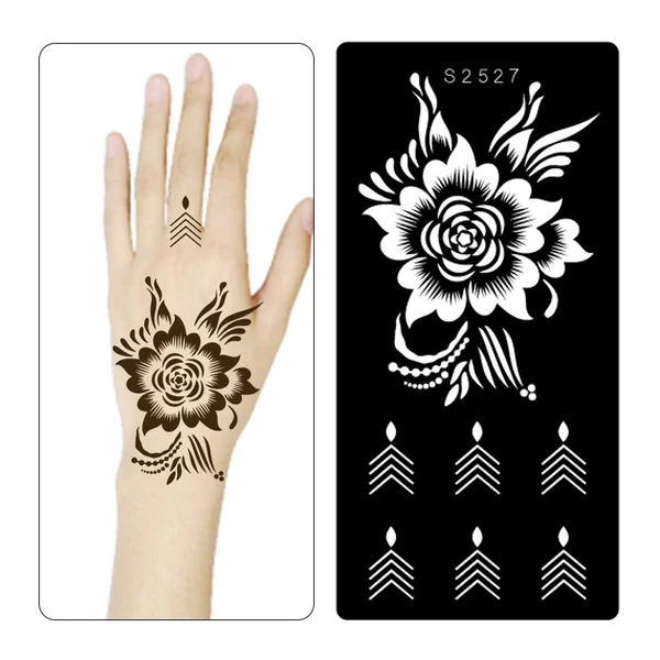 7 Darabos Virág És Nonfiguratív Mintázatú Henna Sablon