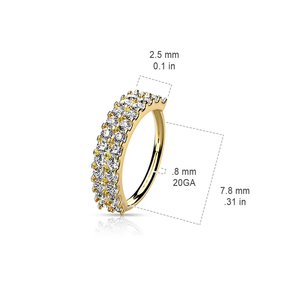 A & ONE Csillogó Kövekkel Díszített Rosegold Színű Sárgaréz Karika Orr/Fülpiercing