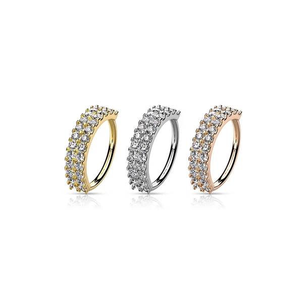 A & ONE Csillogó Kövekkel Díszített Rosegold Színű Sárgaréz Karika Orr/Fülpiercing