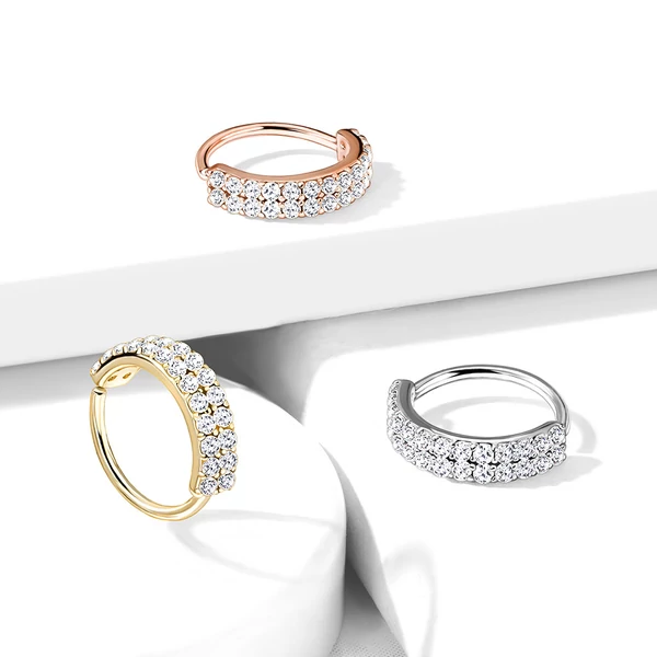 A & ONE Csillogó Kövekkel Díszített Rosegold Színű Sárgaréz Karika Orr/Fülpiercing