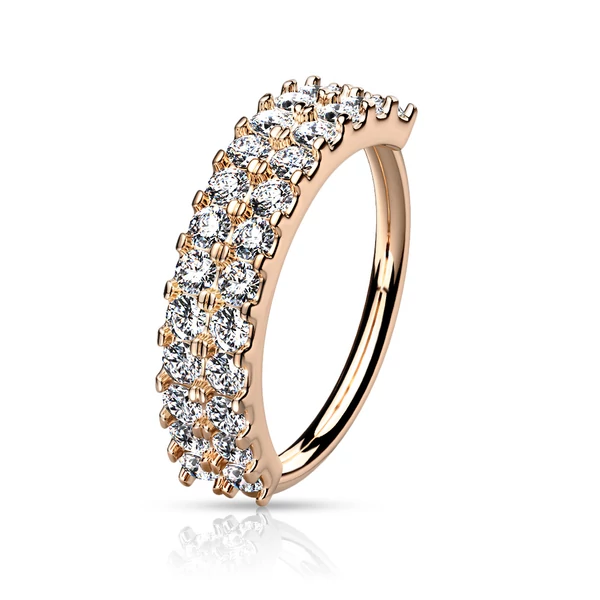 A & ONE Csillogó Kövekkel Díszített Rosegold Színű Sárgaréz Karika Orr/Fülpiercing