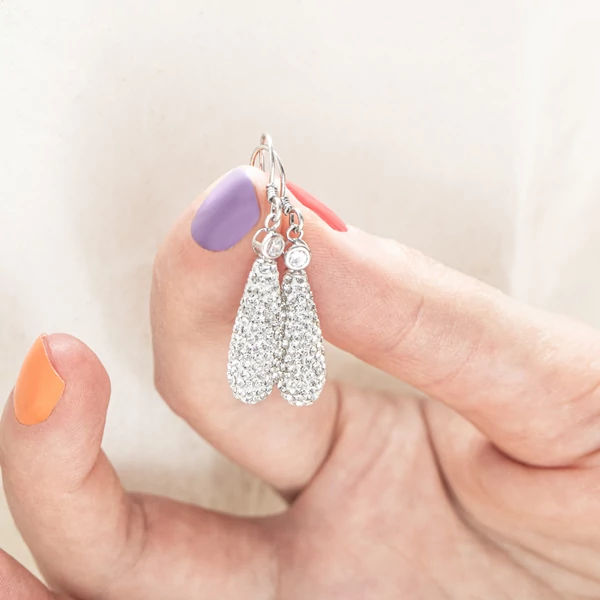 Swarovski Kövekkel Díszített S925 Ezüst Lógós Fülbevaló