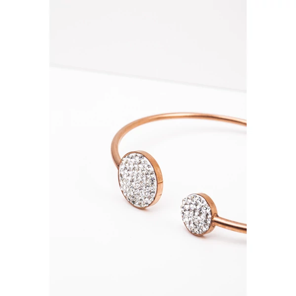 A & ONE Minimalista Stílusú Rosegold Rozsdamentes Acél Karkötő Cirkónia Kövekkel