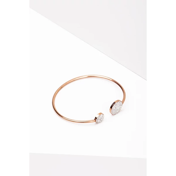 A & ONE Minimalista Stílusú Rosegold Rozsdamentes Acél Karkötő Cirkónia Kövekkel