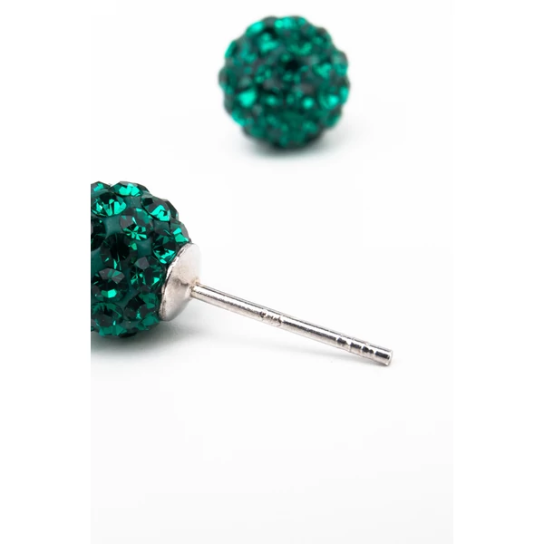 A & ONE S925 Ezüst Gömb Fülbevaló Sötétzöld Swarovski® Kövekkel