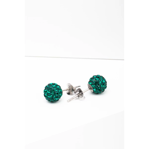 A & ONE S925 Ezüst Gömb Fülbevaló Sötétzöld Swarovski® Kövekkel