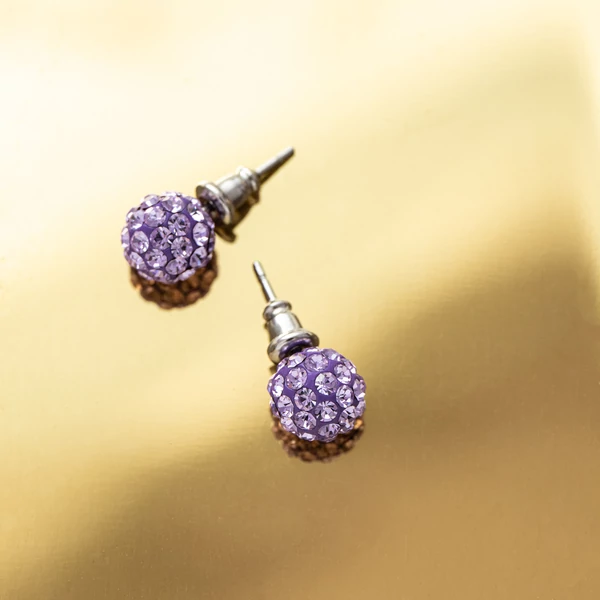 A & ONE Lila Színű Rozsdamentes Acél Gömb Fülbevaló Swarovski® Kövekkel