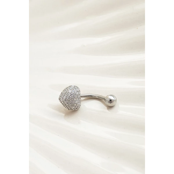 Ezüst Színű Rozsdamentes Acél Szív Alakú Köldök Piercing