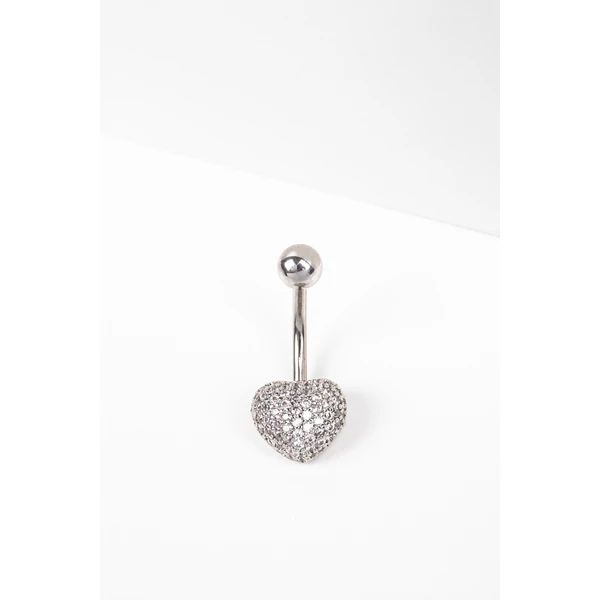 Ezüst Színű Rozsdamentes Acél Szív Alakú Köldök Piercing