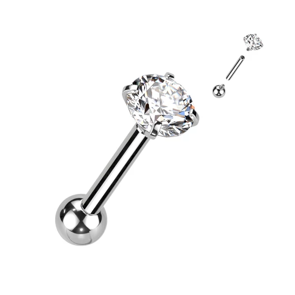 Cirkónia Kövekkel Díszített Titánium Egyenesszárú Labret Piercing