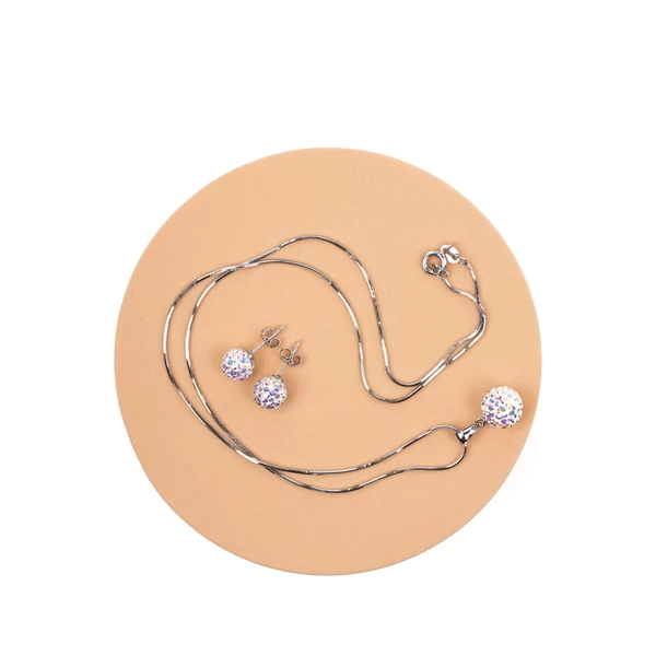 A & ONE S925 Ezüst Gömb Fülbevaló És Nyaklánc Szett Színjátszós Swarovski® Kövekkel