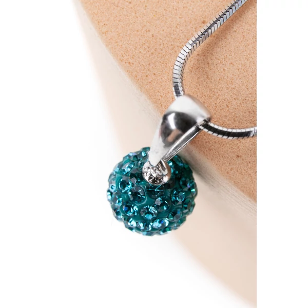 A & ONE S925 Ezüst Gömb Fülbevaló És Nyaklánc Szett Türkizkék Swarovski® Kövekkel