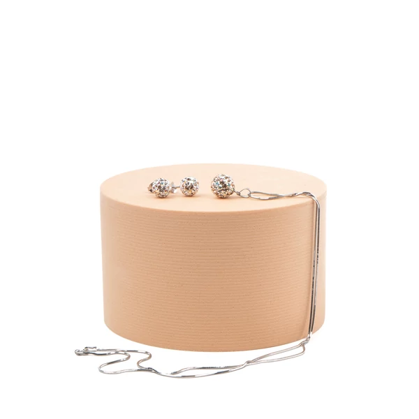 A & ONE S925 Ezüst Gömb Fülbevaló És Nyaklánc Szett Bézs És Színjátszós Swarovski® Kövekkel