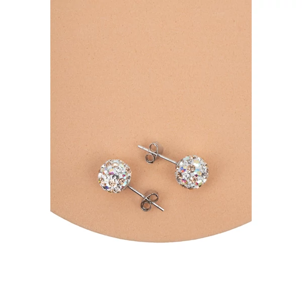 A & ONE S925 Ezüst Gömb Fülbevaló És Nyaklánc Szett Bézs És Színjátszós Swarovski® Kövekkel