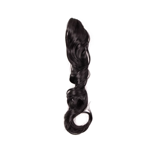 A & ONE Fekete Hullámos Csatos Póthaj Copfhoz, 60 cm