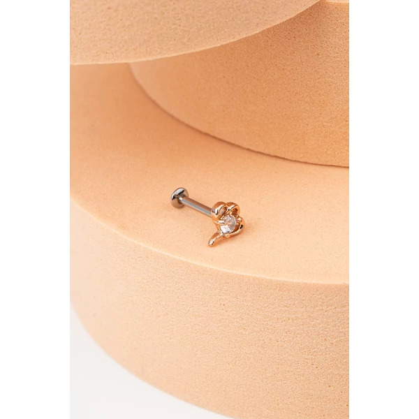 A & ONE Rosegold Színű 316L Orvosi Acél Labret Piercing Fehér Ovális Kövekkel