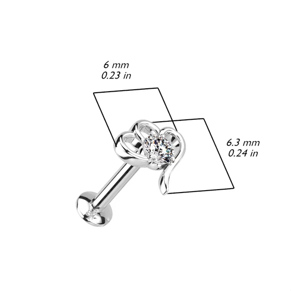 A & ONE Rosegold Színű 316L Orvosi Acél Labret Piercing Fehér Ovális Kövekkel