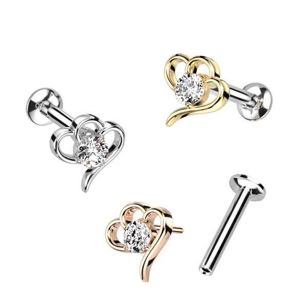 A & ONE Rosegold Színű 316L Orvosi Acél Labret Piercing Fehér Ovális Kövekkel