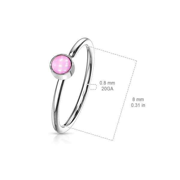 Rosegold Színű 316L Orvosi Acél Karika Orr Piercing Fehér Kővel 