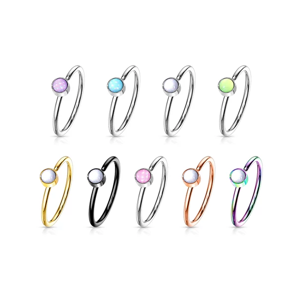 Rosegold Színű 316L Orvosi Acél Karika Orr Piercing Fehér Kővel 