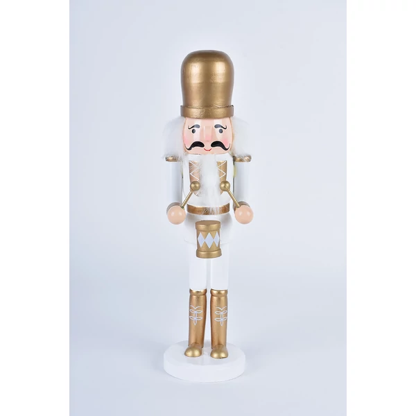 Fehér Ruhás Fából Készült Diótörő Figura - 30 cm