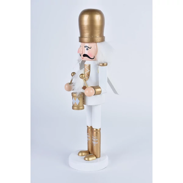 Fehér Ruhás Fából Készült Diótörő Figura - 30 cm