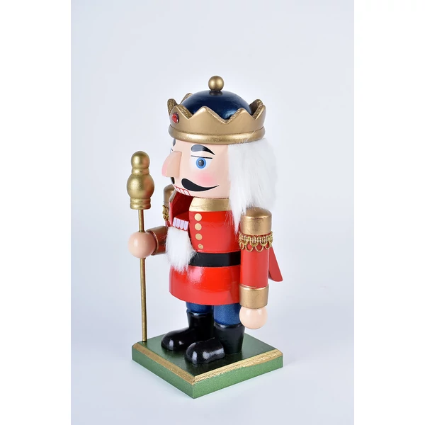 Piros Ruhás Fából Készült Diótörő Figura - 25 cm