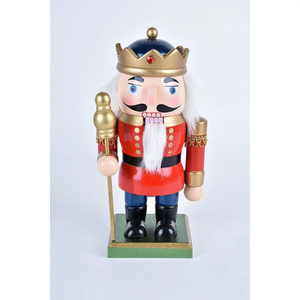 Piros Ruhás Fából Készült Diótörő Figura - 25 cm