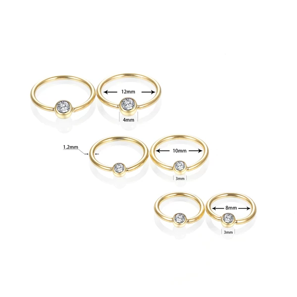 A & ONE Gold Orvosi acél Karika Kapoccsal