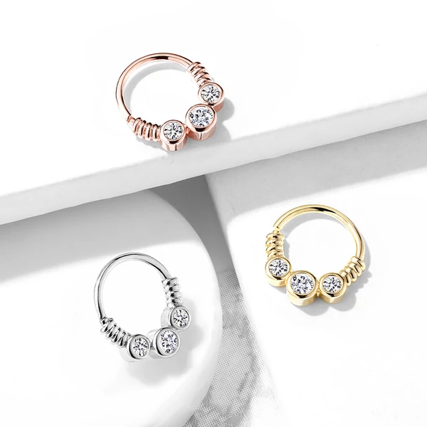 A & ONE Rosegold Rézből Készült Cirkónia Köves Orrpiercing