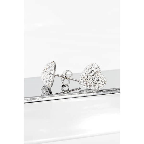Fehér Swarovski® Kristályokkal Kirakott S925 Ezüst Szíves Fülbevaló