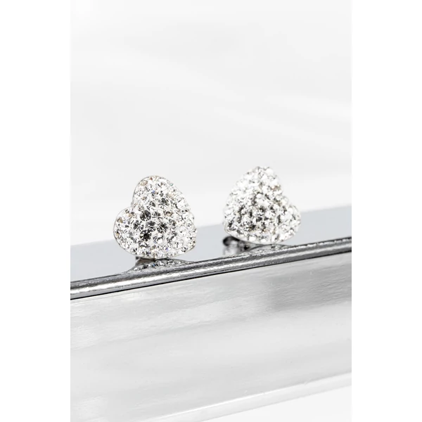 Fehér Swarovski® Kristályokkal Kirakott S925 Ezüst Szíves Fülbevaló