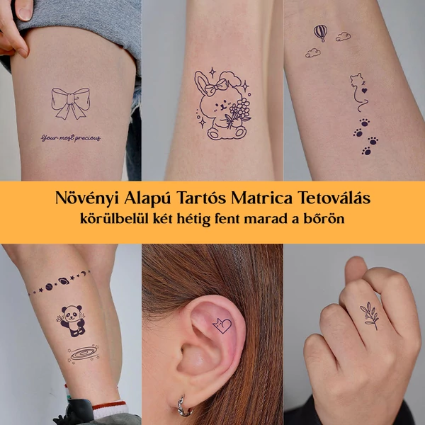 Négy Lapból Álló Növényi Alapú Tartós Matrica Tetoválás Készlet Kis Mintákkal 