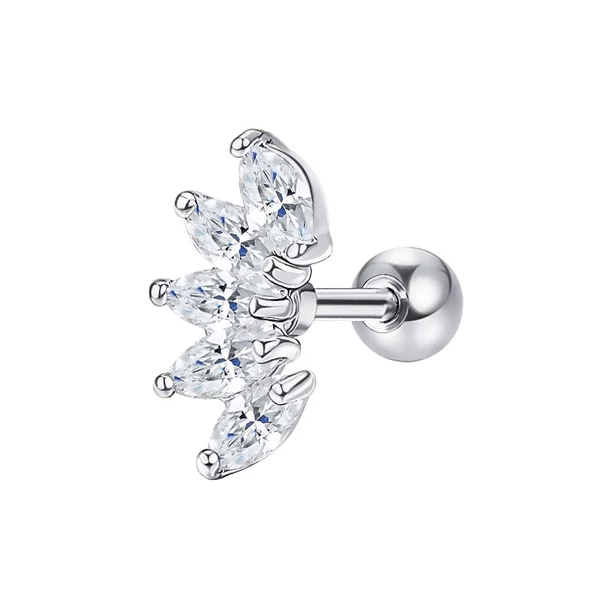 A & ONE Ezüst Színű Rozsdamentes Acél Barbell Piercing Cirkónia Köves Díszítéssel