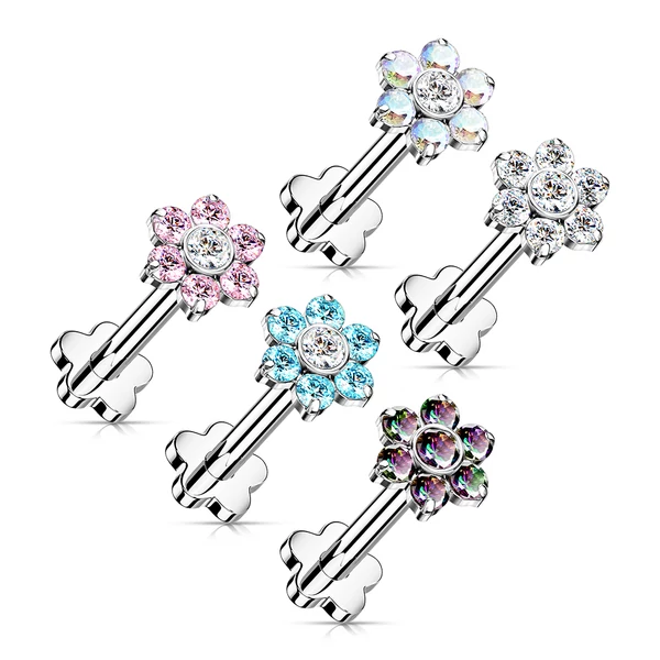 Virág Alakú Titánium Egyenesszárú Labret Piercing 