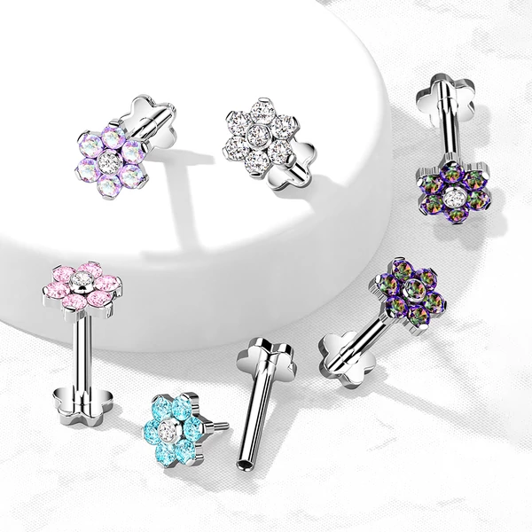 Virág Alakú Titánium Egyenesszárú Labret Piercing 