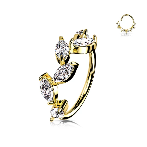 A & ONE Arany Színű 14 K Arannyal Bevont Karika Piercing Cirkónia Kövekkel