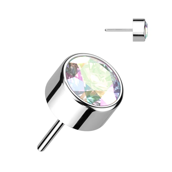 Ezüst Színű Titánium Piercing Vég Színes Cirkónia Kővel - 3 mm 