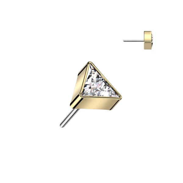 Háromszög Alakú Arany Színű Titánium Piercing Vég Fehér Cirkónia Kővel - 4,3 mm 