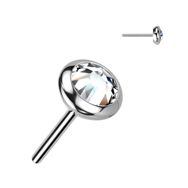 Ezüst Színű Titánium Piercing Vég Fehér Opál Kővel - 3 mm 