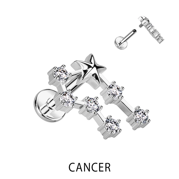 A & ONE Ezüst Színű 316L Orvosi Acél Labret Piercing Rák Csillagjegy