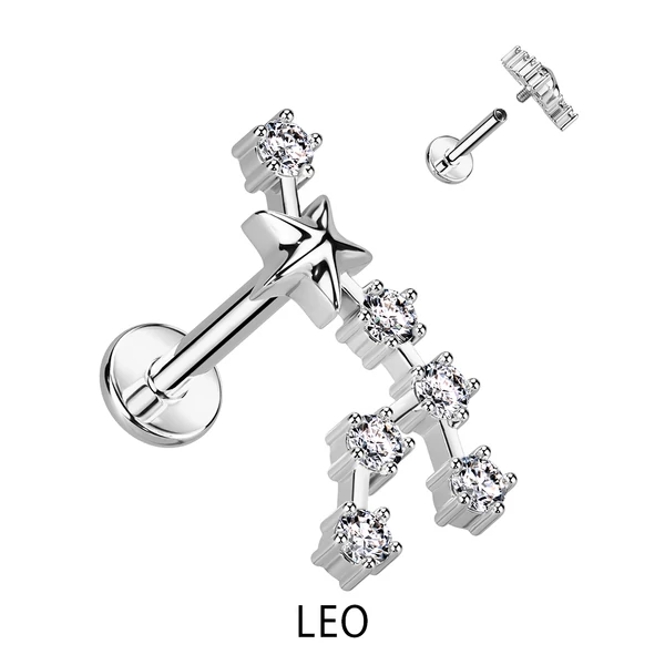 A & ONE Ezüst Színű 316L Orvosi Acél Labret Piercing Oroszlán Csillagjegy