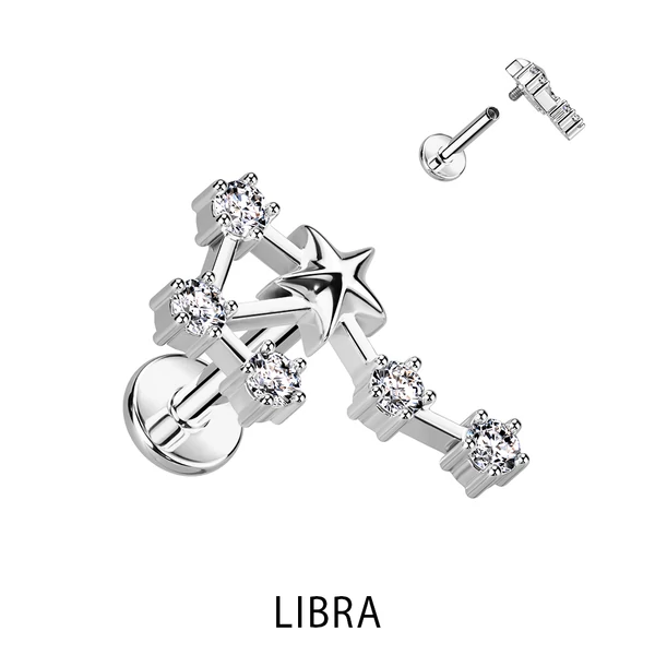 A & ONE Ezüst Színű 316L Orvosi Acél Labret Piercing Mérleg Csillagjegy