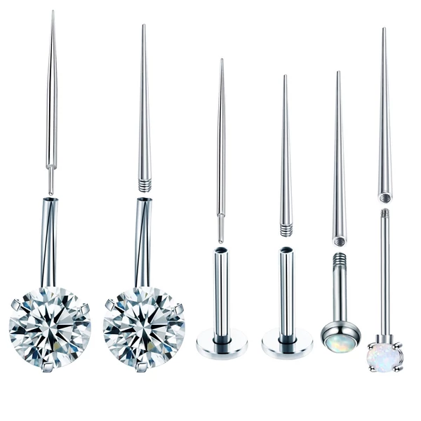 316L Orvosi Acél Belső Menetes Piercing Tű - 1,2 mm
