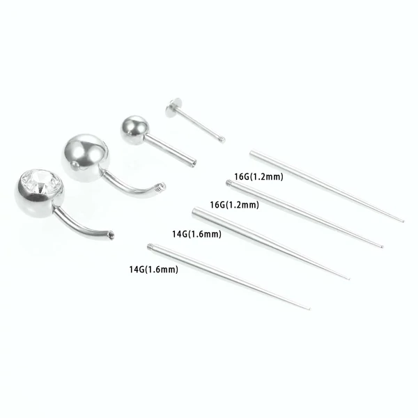316L Orvosi Acél Belső Menetes Piercing Tű - 1,2 mm