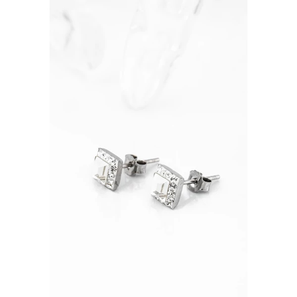 A&ONE S925 Ezüst Négyzet Alakú Fülbevaló Fehér Swarovski® Kövekkel