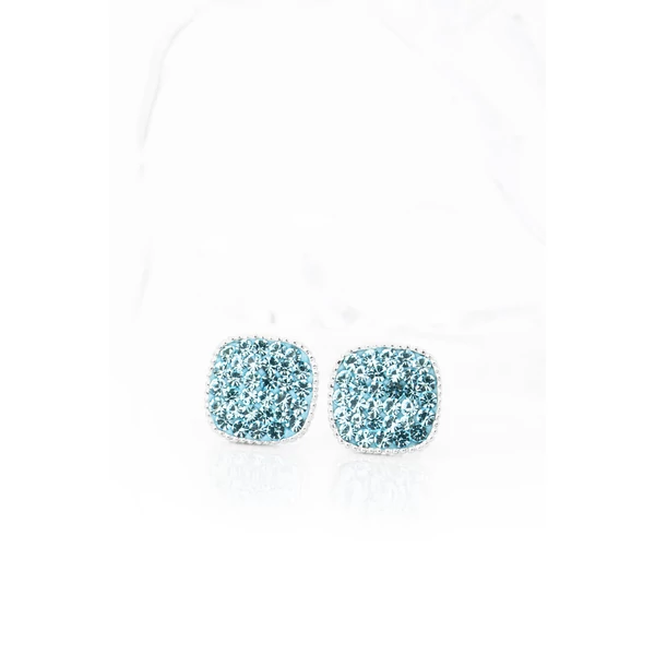 Világoskék Swarovski® Kristályokkal Kirakott S925 Ezüst Kocka Fülbevaló